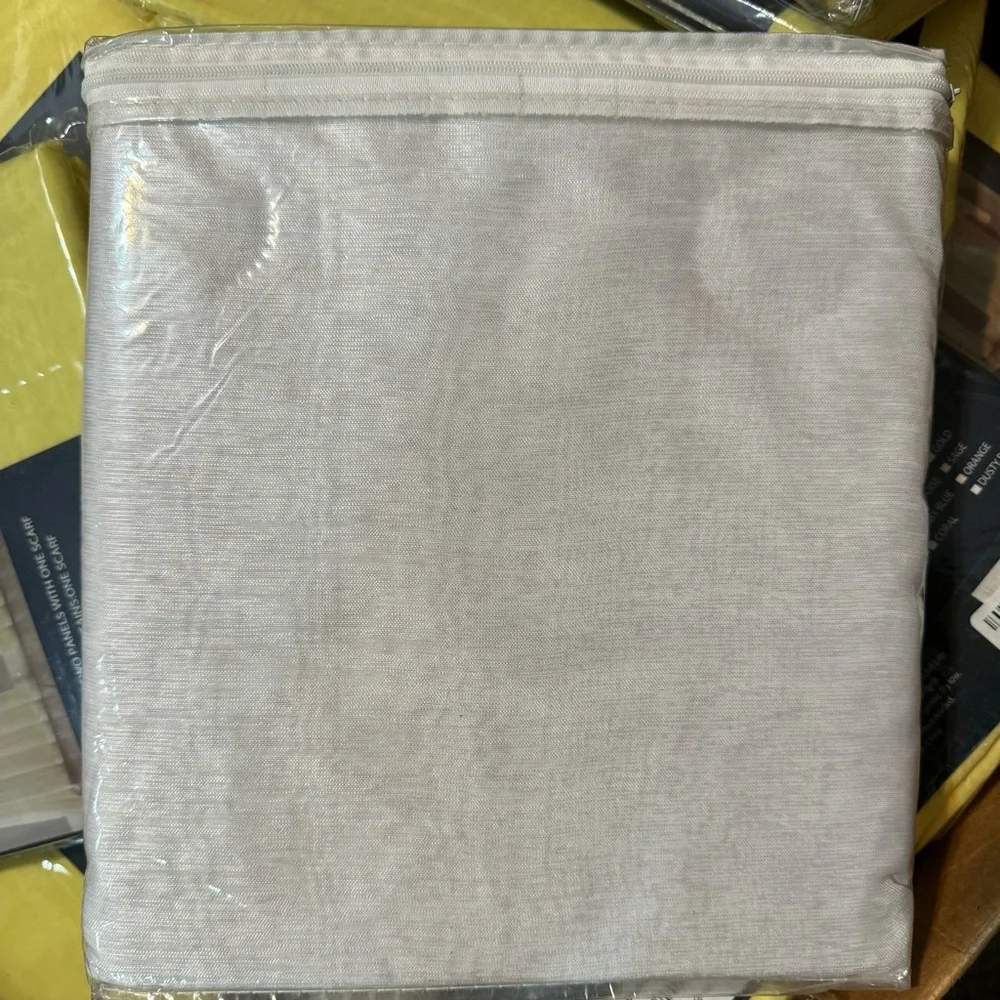 Caroline White 2 panels linen textured with 8 grommets each